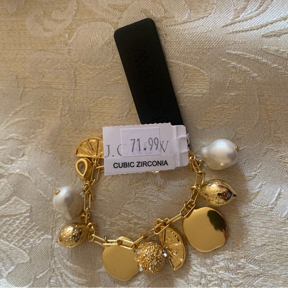 J Crew-NWT-Nautical Lemon Charm Bracelet-Gold Tone - Picture 3 of 7
